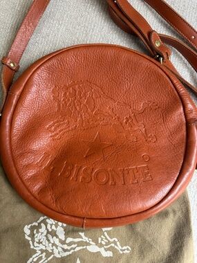Round Leather Crossbody Bag - Burnt Orange